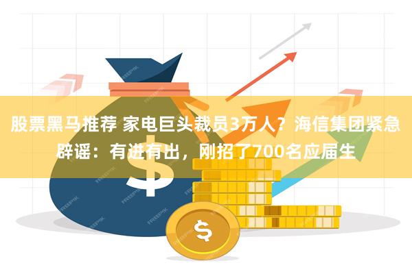 股票黑马推荐 家电巨头裁员3万人？海信集团紧急辟谣：有进有出，刚招了700名应届生